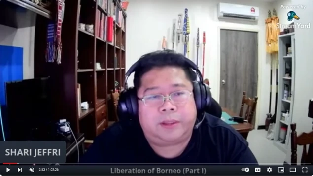 Shari Jeffri speaking during the Liberation of Borneo broadcast