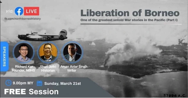 Promotional graphic for the Liberation of Borneo broadcast