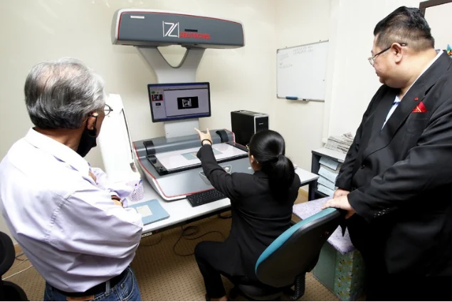 A demonstration of equipment during the visit
