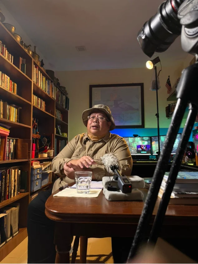 Interview recorded among the bookshelves