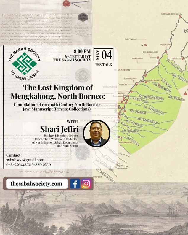The Sabah Society event poster for the Mengkabong talk