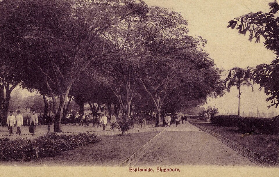 The Esplanade promenade in Singapore, circa 1900, from a collotype postcard
